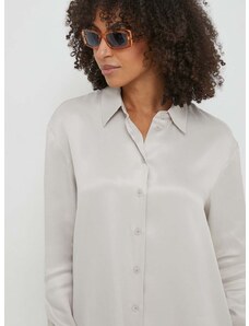 Košulja Calvin Klein za žene, boja: siva, relaxed, s klasičnim ovratnikom