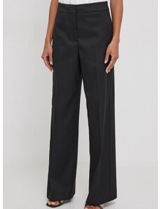 Hlače Calvin Klein za žene, boja: crna, ravni kroj, visoki struk