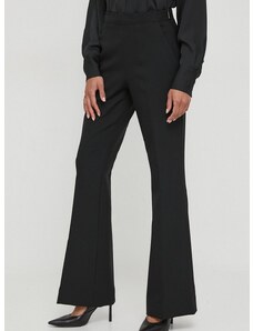 Hlače Calvin Klein za žene, boja: crna, trapez, visoki struk