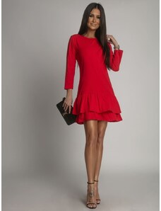 FASARDI Basic red dress with ruffles