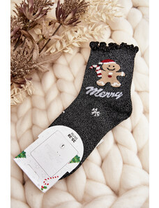 Kesi Women's Shiny Christmas Socks Black