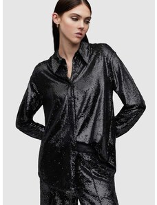 Košulja AllSaints Charli za žene, boja: crna, relaxed, s klasičnim ovratnikom