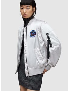 Bomber jakna AllSaints Echo za žene, boja: srebrna, za prijelazno razdoblje
