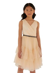 Dječja haljina Guess boja: bež, mini, širi se prema dolje