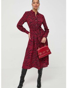 Haljina Karl Lagerfeld boja: crvena, midi, širi se prema dolje