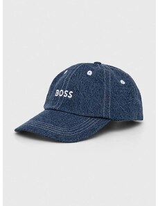 Pamučna kapa sa šiltom BOSS boja: tamno plava, s aplikacijom