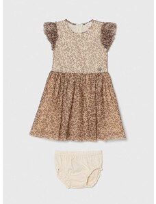 Dječja haljina Guess boja: smeđa, mini, širi se prema dolje