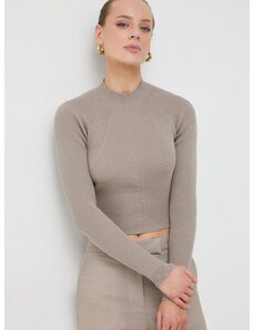 Pamučni pulover Guess boja: smeđa, lagani