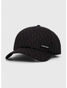 Pamučna kapa sa šiltom Calvin Klein boja: crna, s uzorkom