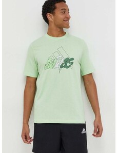 Pamučna majica adidas za muškarce, boja: zelena, s tiskom