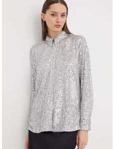 Košulja Abercrombie & Fitch za žene, boja: srebrna, regular, s klasičnim ovratnikom