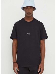 Pamučna majica MSGM za muškarce, boja: crna, bez uzorka