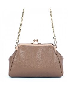 Luksuzna Talijanska torba od prave kože VERA ITALY "Mensola", boja taupe, 18x24cm