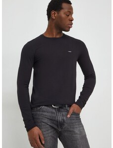 Majica dugih rukava Calvin Klein za muškarce, boja: crna, bez uzorka