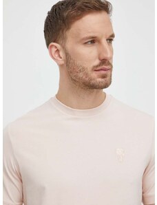 Majica kratkih rukava Karl Lagerfeld za muškarce, boja: ružičasta, s aplikacijom