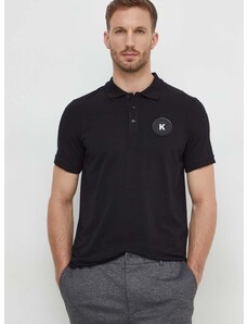Polo majica Karl Lagerfeld za muškarce, boja: crna, s aplikacijom
