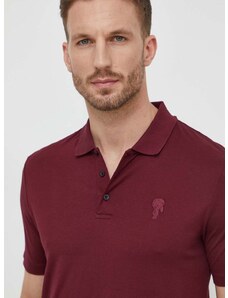 Polo majica Karl Lagerfeld za muškarce, boja: bordo, s aplikacijom