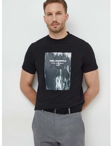 Pamučna majica Karl Lagerfeld za muškarce, boja: crna, s tiskom