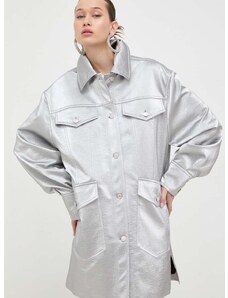 Košulja-jakna Moschino Jeans boja: srebrna, za prijelazno razdoblje