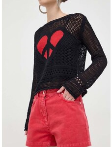 Traper kratke hlače Moschino Jeans za žene, boja: crvena, bez uzorka, visoki struk