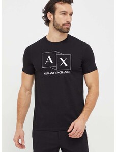 Pamučna majica Armani Exchange za muškarce, boja: crna, s tiskom, 3DZTAD ZJ9AZ