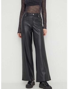 Hlače Karl Lagerfeld Jeans za žene, boja: crna, široke, srednje visoki struk