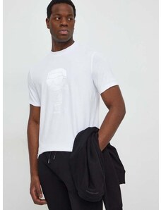 Majica kratkih rukava Karl Lagerfeld za muškarce, boja: bijela, s aplikacijom