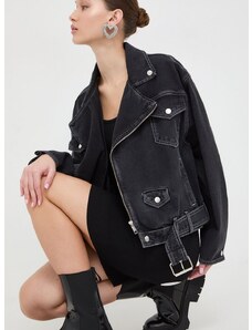 Traper jakna Moschino Jeans za žene, boja: crna, za prijelazno razdoblje