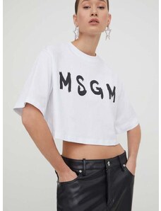 Pamučna majica MSGM za žene, boja: bijela
