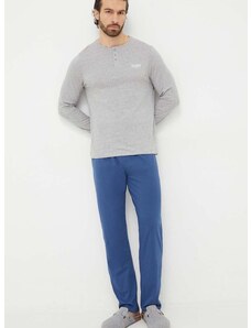 Pamučna pidžama Guess boja: siva, bez uzorka