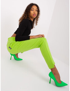 Fashionhunters Basic lime sweatpants with an elastic waistband