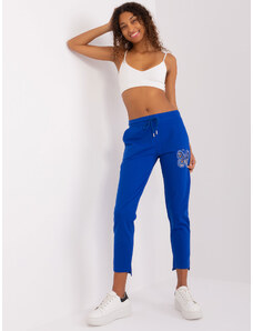 Fashionhunters Cobalt blue sweatpants with appliqués