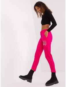 Fashionhunters Fuchsia women's sweatpants with rhinestones