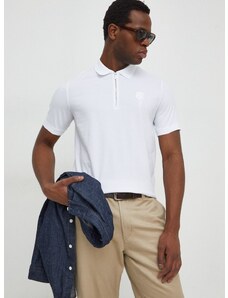 Polo majica Karl Lagerfeld za muškarce, boja: bijela, s tiskom