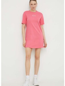 Pamučna haljina Armani Exchange boja: ružičasta, mini, oversize, 3DYA89 YJFHZ