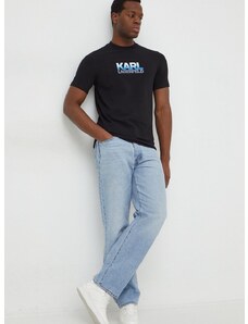 Majica kratkih rukava Karl Lagerfeld za muškarce, boja: crna, s tiskom