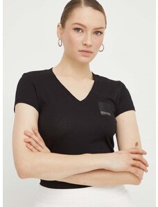 Pamučna majica Armani Exchange za žene, boja: crna, 3DYT35 YJ3RZ