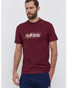 Pamučna majica adidas za muškarce, boja: bordo, s tiskom IM8317
