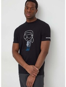 Majica kratkih rukava Karl Lagerfeld za muškarce, boja: crna, s aplikacijom