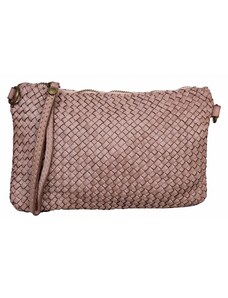 Luksuzna Talijanska torba od prave kože VERA ITALY "Psila", boja puderasto ružičasta, 17x25cm