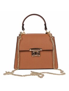 Luksuzna Talijanska torba od prave kože VERA ITALY "Kovena", boja konjak, 17x20cm