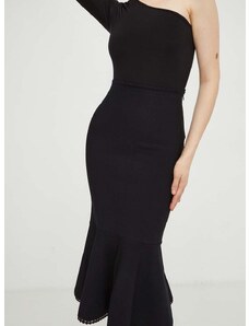 Suknja Victoria Beckham boja: crna, midi, širi se prema dolje