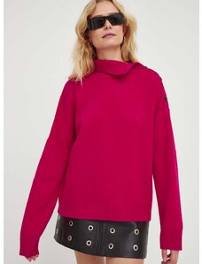 Vuneni pulover The Kooples za žene, boja: ružičasta, s poludolčevitom
