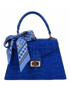 Luksuzna Talijanska torba od prave kože VERA ITALY "Azulena", boja kraljevski plava, 18x24cm