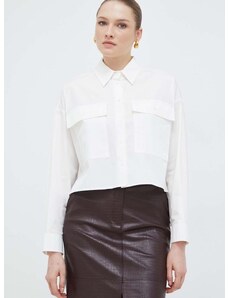 Pamučna košulja Weekend Max Mara za žene, boja: bijela, relaxed, s klasičnim ovratnikom