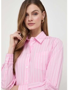 Pamučna košulja Weekend Max Mara za žene, boja: ružičasta, regular, s klasičnim ovratnikom