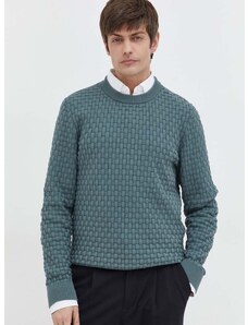 Pamučni pulover HUGO boja: zelena