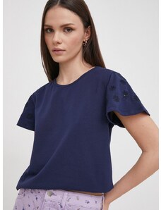 Majica kratkih rukava United Colors of Benetton za žene, boja: tamno plava