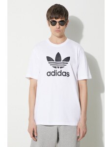 Pamučna majica adidas Originals Trefoil za muškarce, boja: bijela, s tiskom, IV5353