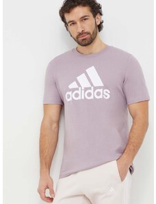 Pamučna majica adidas za muškarce, boja: ljubičasta, s tiskom